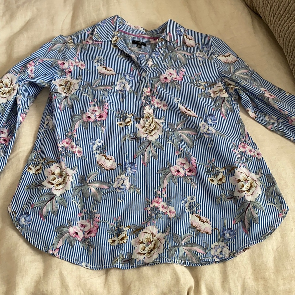 Talbots Blouse. Half button up.